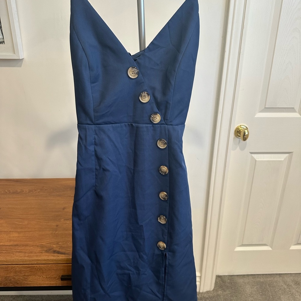 Elegant Navy Button-Down Dress